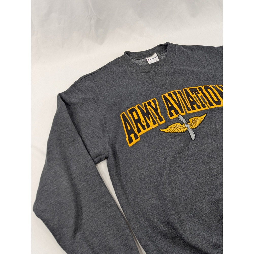 Champion Gray United States Army Aviation Pullover Crewneck Sweatshirt Small